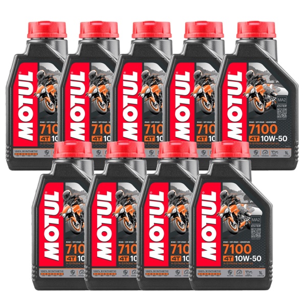 Set 9 Buc Ulei Motor Motul 7100 4T 100% Syntetic 10W-50 1L 104097